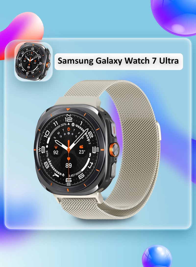 CATANES (لساعة سامسونج جالكسي ووتش 7 ألترا) حزام ميلانيزي، حزام شبكي معدني قابل للتعديل، مشبك مغناطيسي، أشرطة شبكية من الفولاذ المقاوم للصدأ، موصل معدني بلون ذهبيChampagne - Image 3