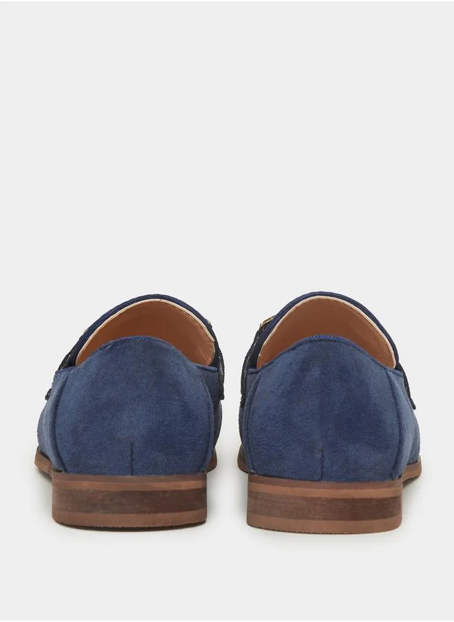 Styli Suede Look Embellished Moccasins
