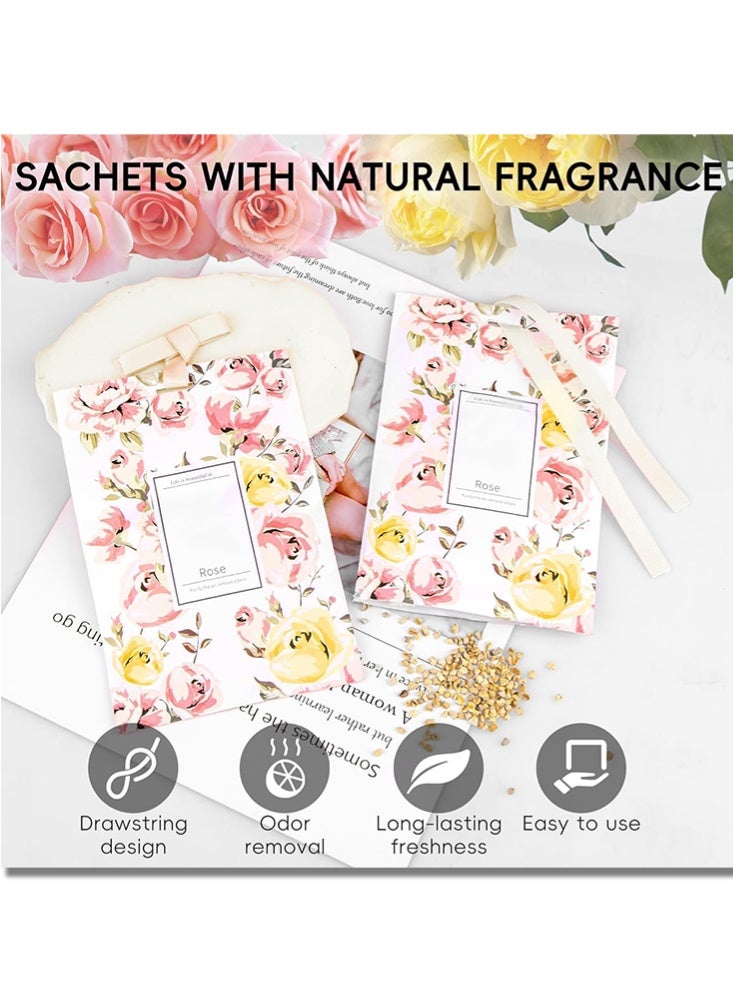 موندا أكياس معطرة طويلة الأمد للأدراج والخزائن - أكياس معطرة جو طويلة الأمد وأكياس مجففات معلقة ومنتجات العطور المنزلية أو غرفة المنزل وخزانة الملابس والسيارة (الورد) - Image 5