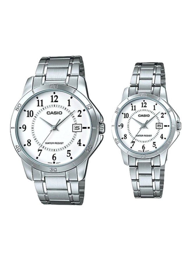 CASIO Unisex 2-Piece Stainless Steel Analog Watch Set BUNDLE MTP-V004D-7B + LTP-V004D-7B - Image 1