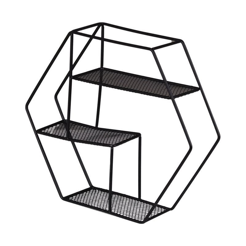 Zebroc Hexagonal Wall Shelf Decorative Shelf Wall Mounted Floating Shelf for Kitchen Bedroom Wall Shelf 3 TiersDisplay Racks Plant Flower Rack Decoration for Home Office Modern - Image 1