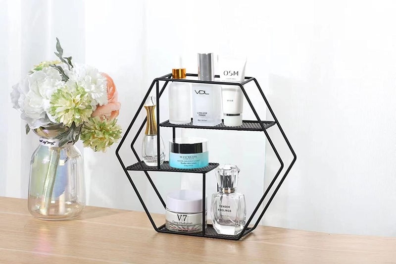 Zebroc Hexagonal Wall Shelf Decorative Shelf Wall Mounted Floating Shelf for Kitchen Bedroom Wall Shelf 3 TiersDisplay Racks Plant Flower Rack Decoration for Home Office Modern - Image 5