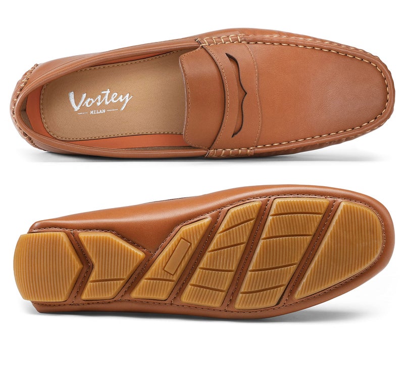 Vostey Men's Loafers Slip on Brown Loafers for Men Driving Shoes for Men Casual Dress Loafer (BMY3001 Brown 10.5) - Image 2
