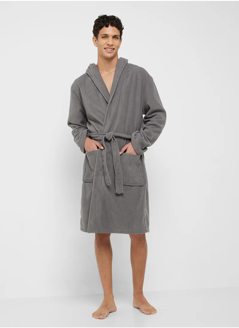 سفنتي فايف Men'S Foxbury Soft Cosy Anti Pill Polar Fleece Hooded Robe