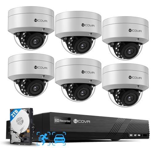 Forcovr 4COVR PoE Security Camera System, 4Pcs 5MP IK10 Vandal-Proof Dome PoE IP Camera with Mic, AI Human Vehicle Detection, 8CH 8MP H.265 NVR with 2TB HDD, IP67 Home Weatherproof Outdoor, LY54AX5M0804 - Image 1