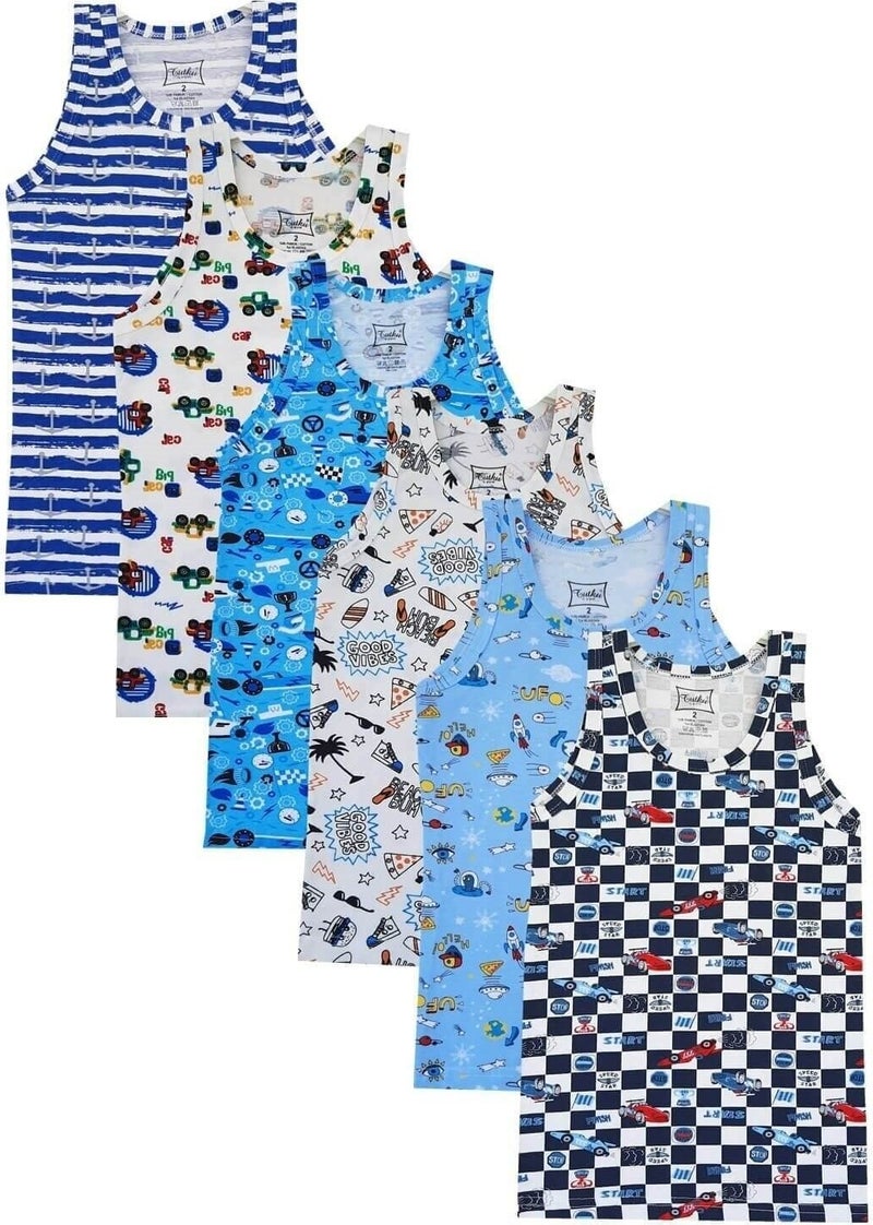 Tutku Elastane Printed Patterned 6 Pack Boy Undershirt  - Image 1