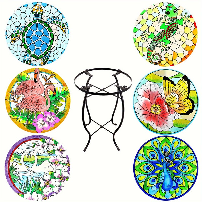 Sun And Moon 10 Inch Round Glass Outdoor Patio Side Table Indoor Balcony Plant Accent Coffee End Bistro - Image 2