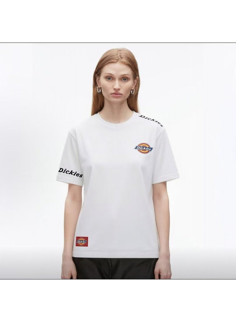 Dickies Classic Black Logo Skin-Friendly Breathable White Short-Sleeve T-Shirt Size 6XL - Image 1
