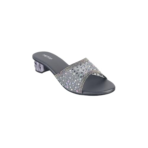 Metro Women Gun Metal Block Heel Fashion/Ethnic Slip-on Sandal UK/7 EU/40 (35-1632) - Image 3