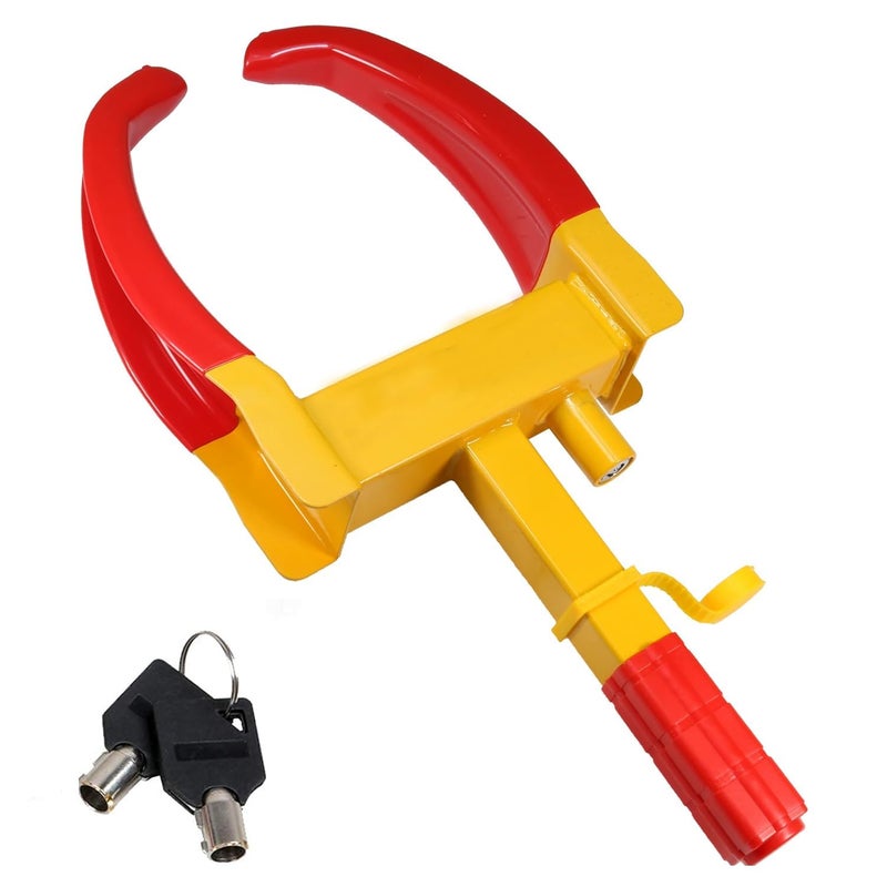 قفل عجلة السيارة أدويت أحمر وأصفر مضاد للسرقة مع طلاء قفل الإطارات مع 2 مفتاح عبوة من 1 لهيونداي سانتافيه