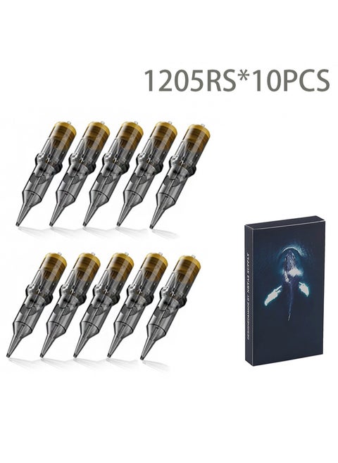 10-Piece Tattoo Needle Box Needles with Laminated Rubber for Stability，Tattoo Pen Backing Needles，Round Backing Needles Disposable Needles，Individually Packed，Compatible with All Pen Tattoo Machines (1205RS)