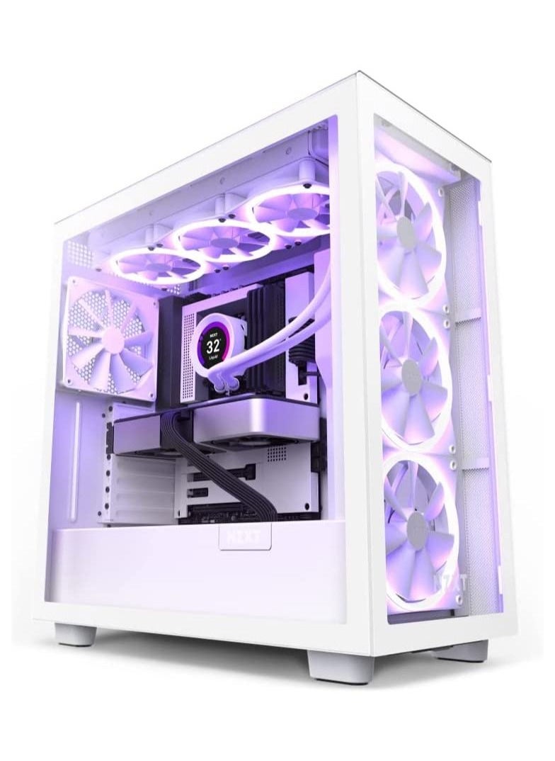 NZXT - NZXT H7 Elite - CM-H71EW-01 - ATX Mid Tower PC Gaming Case - Front I/O USB Type-C Port - Quick-Release Tempered Glass Side Panel - White - Image 1