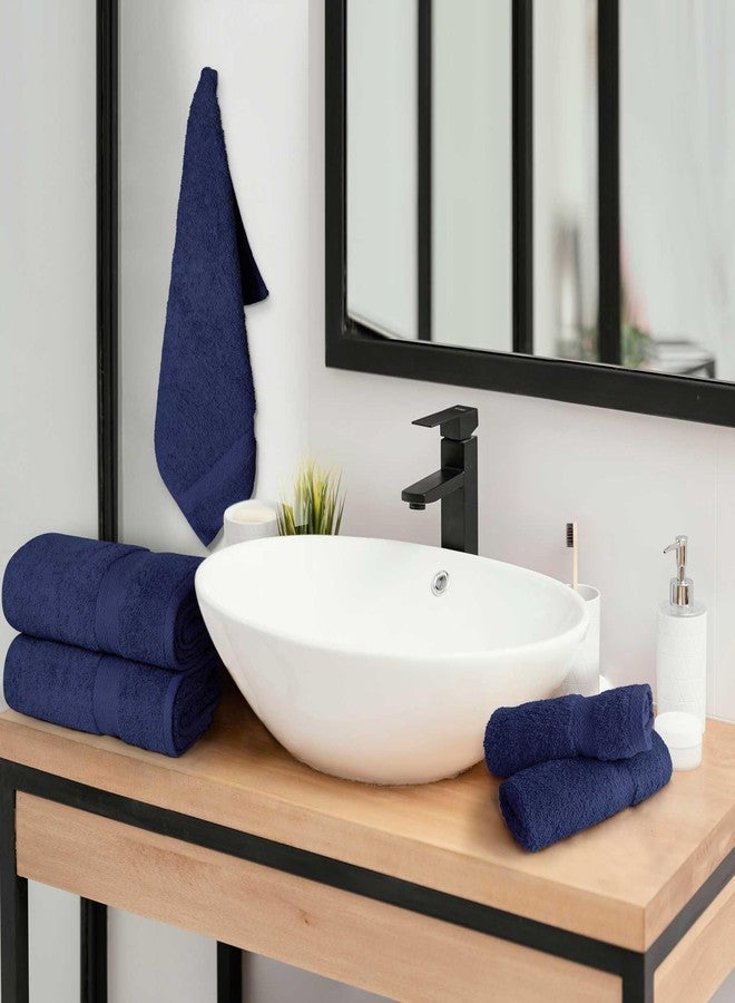 YRALY 6 Piece Towel Sets, 100% Cotton Turkish Towels for Bathroom, 2 Bath Towel, 2 Hand Towel, and 2 Wash Cloth - Navy Towel Set - Image 2