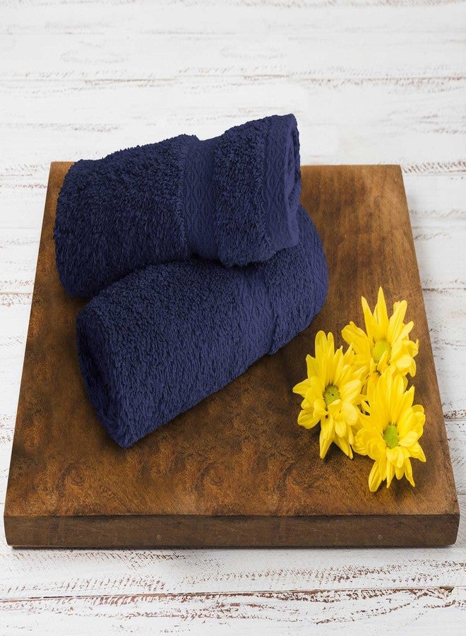 YRALY 6 Piece Towel Sets, 100% Cotton Turkish Towels for Bathroom, 2 Bath Towel, 2 Hand Towel, and 2 Wash Cloth - Navy Towel Set - Image 3