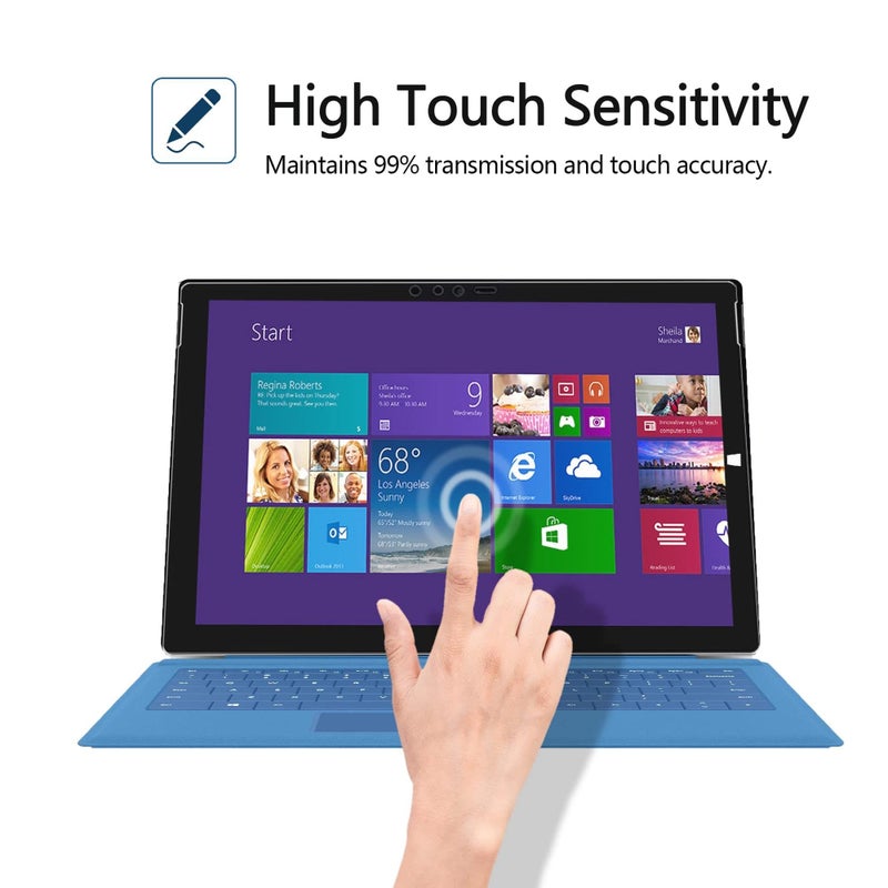 Megoo Screen Protector for Surface Pro 3, Tempered Glass, HD Clear-Scratch resistant-Friendly Touching Screen - Designed for Microsoft Surface Pro 3 (12 inch) Â¡Â­ - Image 4