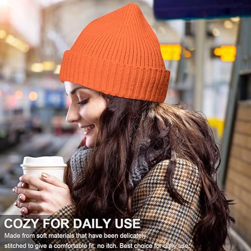 NORTHWIND Ribbed Winter Cap for Men and Women, Beanie Woolen Cap for Women, Winter Wear, Beanie Cap for Men, Woolen Cap for Man (Bright Orange) - Image 3