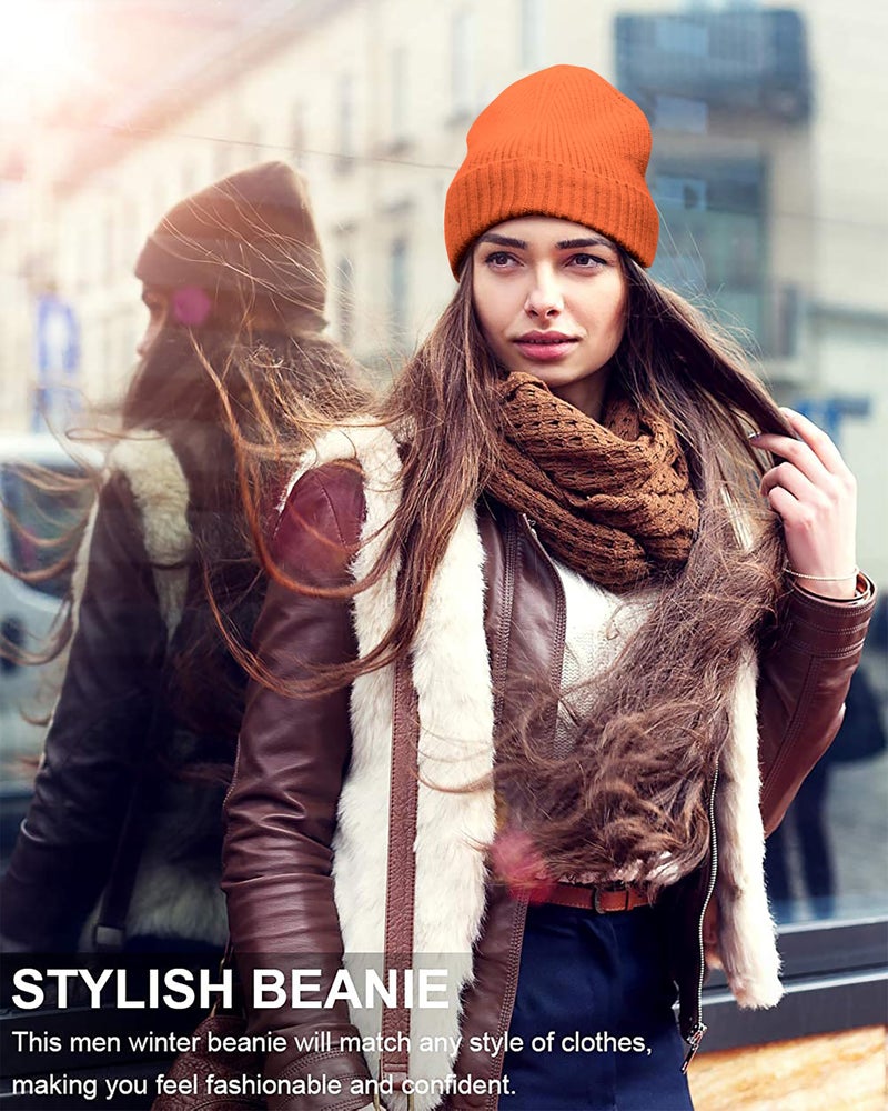 NORTHWIND Ribbed Winter Cap for Men and Women, Beanie Woolen Cap for Women, Winter Wear, Beanie Cap for Men, Woolen Cap for Man (Bright Orange) - Image 5