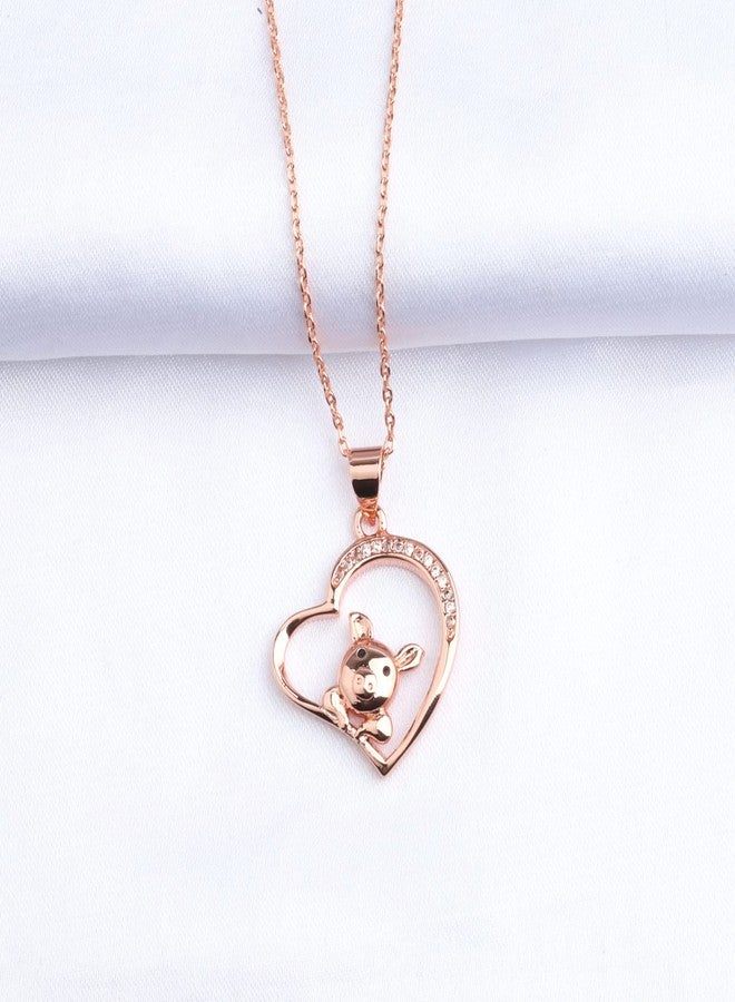 BNQL Friend not Food Pig Necklace Pig Heart Pendant Necklace Pig Lover Gift (Pig Necklace RG) - Image 3