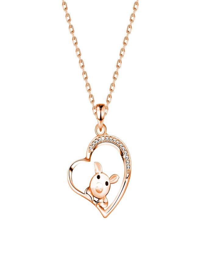 BNQL Friend not Food Pig Necklace Pig Heart Pendant Necklace Pig Lover Gift (Pig Necklace RG) - Image 1