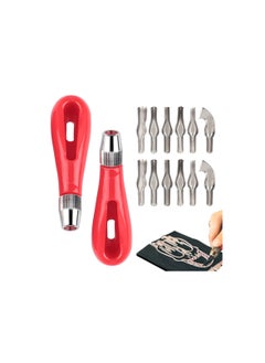Lino Cutting Tools, Lino Carving Set Linoleum Cutter, Block Cutters Craft Linoleum Carving Tools with 6 Type Blades for Block Printing, Printmaking, Rubber Stamps, for Beginners and Artists(2 Set)