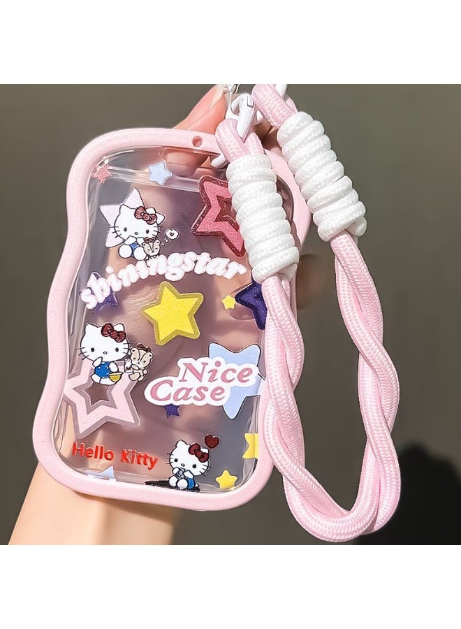 NIBEMINENT 1 - Piece Stars KT Kpop Photo Card Holder Pendant Key Chain ID Badge Holder ID Card Holder Photo Card Protector for School ID Office ID Access Card for Women Girls