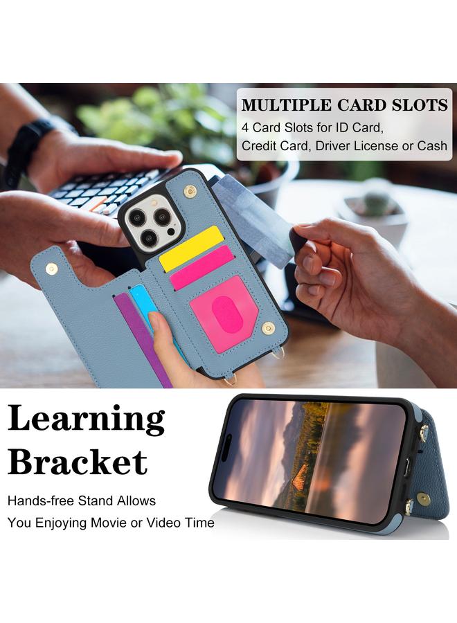 اس-توب جراب لهاتف iPhone 14 Pro مزود بفتحة بطاقة مزدوجة وغطاء كامل للهاتف مع حزام متقاطع - Image 4