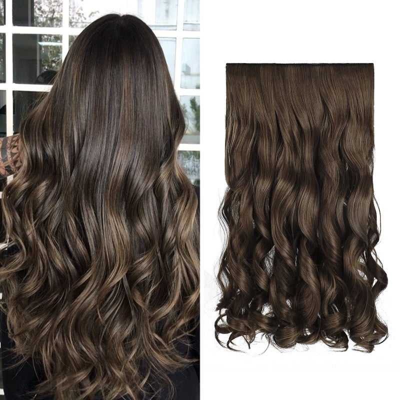 REECHO 20 1pack 34 Full Head Curly Wave Clips in on Synthetic Hair Extensions HE008 Hair pieces for Women 5 Clips 45 Oz Per Piece Ginger Brown - Image 2