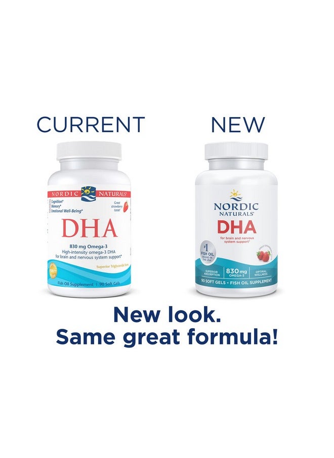 NORDIC NATURALS - Nordic Naturals DHA, Strawberry - 90 Soft Gels - 830 mg Omega-3 - High-Intensity DHA Formula for Brain & Nervous System Support - Non-GMO - 45 Servings - Image 1