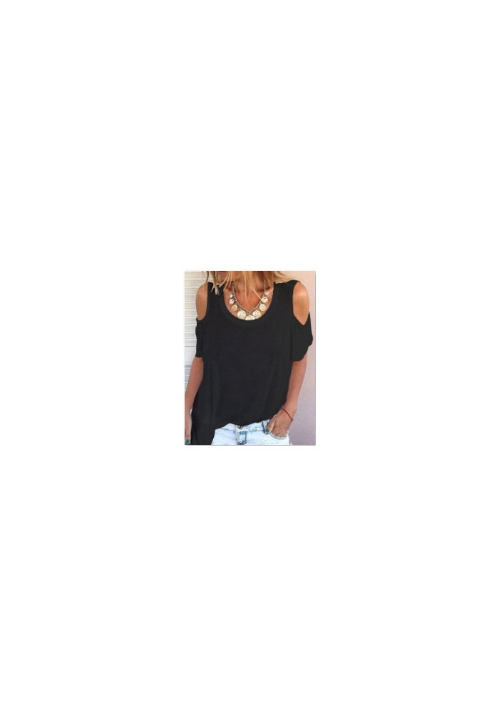 3D imitation cotton digital printing open shoulder round neck pullover T-shirt custom - Image 1