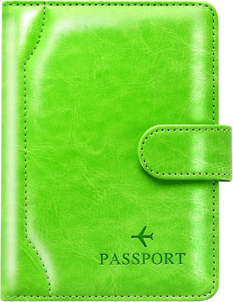 Herain Passport Holder & Case - Family Travel Combo With Passport & Vaccine Card Holder, D-magnetic clasp-green, Magnetic Clasp - Image 1