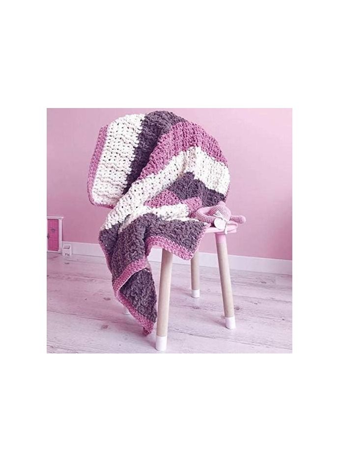 خيوط قطيفه غزل دولفين بيبي  2 شلة 264 ياردة 2 × 100 غرام، خيوط بطانية اطفال ضخمة للغاية (80332) - Image 5