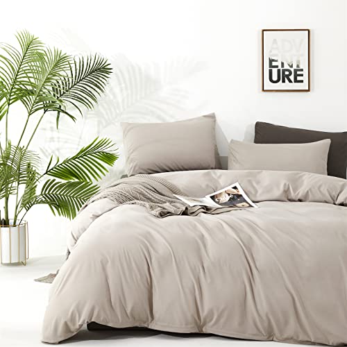 KAREVER Light Khaki Comforter Set Full Size Oatmeal Color Bedding Women 3 Pieces Champagne Full Bed Blanket Set - Image 3