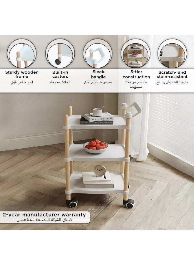 Home Box عربة تقديم بثلاثة مستويات باللون الأبيض - Image 4