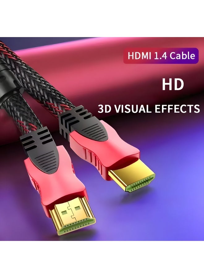 سيزمي ✦ كابل HDMI 1.4 عالي السرعة | يدعم 4K UHD و1080P@60Hz و3D | موصلات مطلية بالذهب | تصميم مضفّر نايلون | نقل صوت وصورة | مناسب للتلفزيون والشاشات وأجهزة العرض وأجهزة الألعاب | اللون أحمر وأسود | بطول 2 متر - Image 4