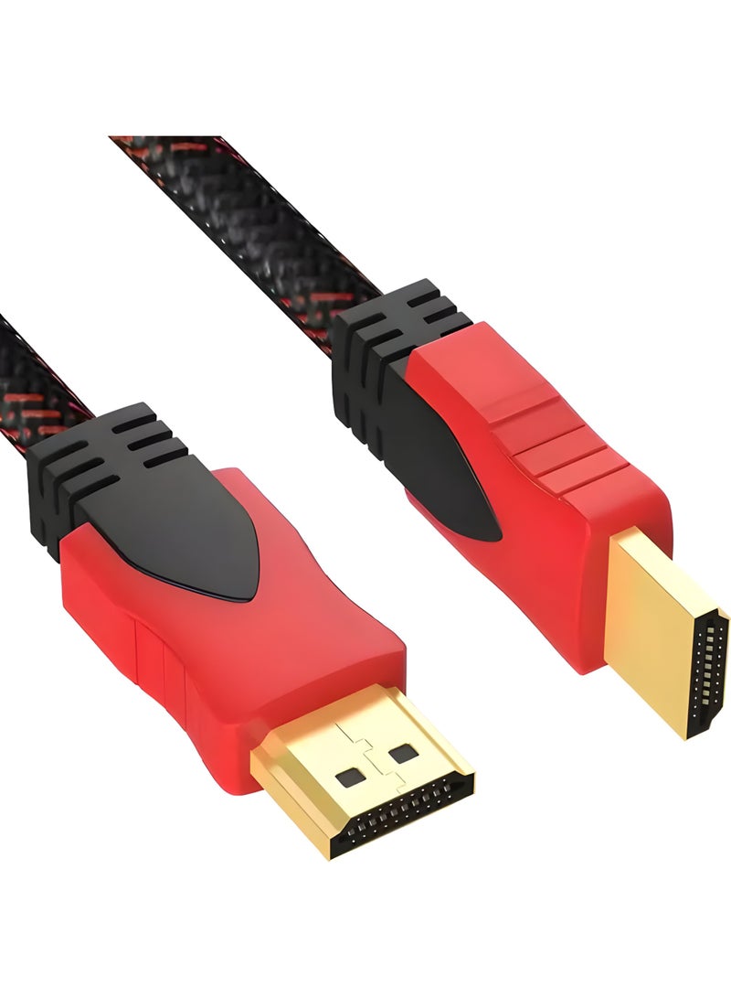 سيزمي ✦ كابل HDMI 1.4 عالي السرعة | يدعم 4K UHD و1080P@60Hz و3D | موصلات مطلية بالذهب | تصميم مضفّر نايلون | نقل صوت وصورة | مناسب للتلفزيون والشاشات وأجهزة العرض وأجهزة الألعاب | اللون أحمر وأسود | بطول 2 متر - Image 3