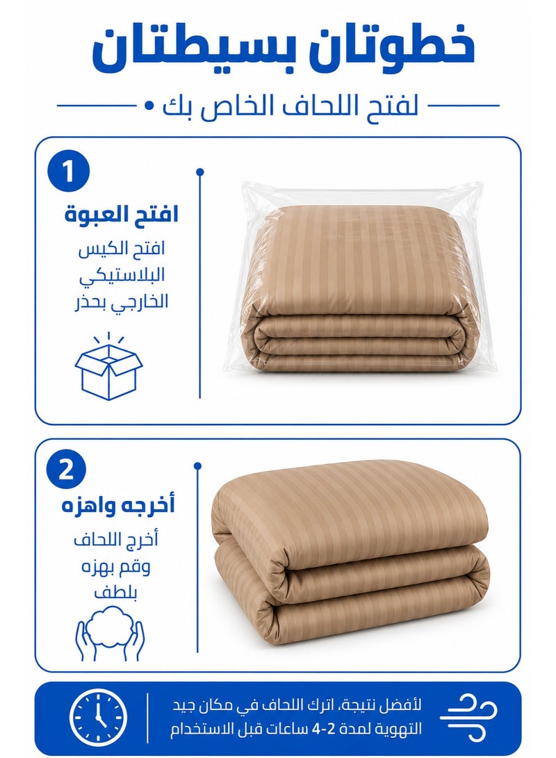 Premium Stripe Comforter Bedding Set in Brown with Fitted Bedsheet & Pillow Covers, Soft Luxury Bed Set for Single, Full, Queen & King Size - Image 5