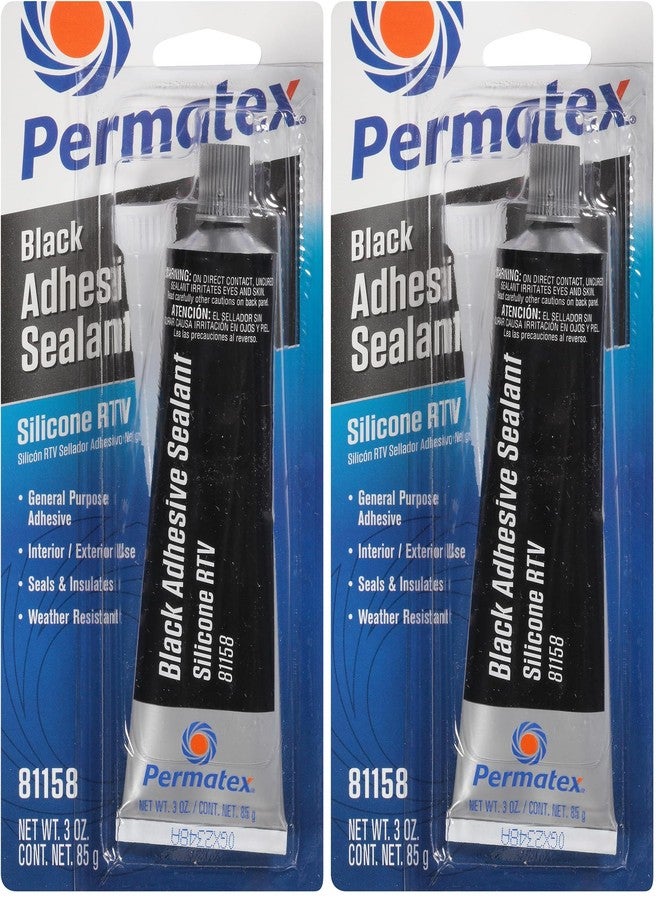 بيرماتكس مادة لاصقة مانعة للتسرب من السيليكون الأسود من بيرماتكس 81158، أنبوب 3 أونصة، عبوة من قطعتين - Image 1