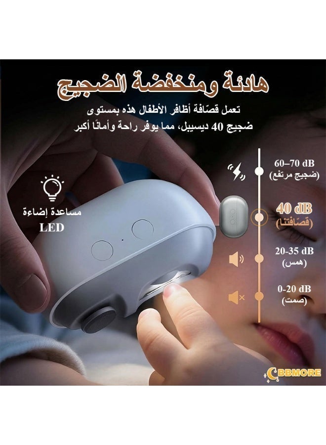 BBMORE Electric Nail Clipper with Light, 2-in-1 Electric Polishing Automatic Nail Clippers, 2 Speeds, Built-in Collector, USB Rechargeable Electric Portable Fingernail Cutter/Nail Clipper for Baby, Adults, Seniors(White) - Image 2