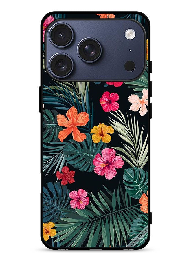 Covernex Apple iPhone 17 Pro Protective Case Cover Multi Color Flowers And Dark Green Feathers - Image 1