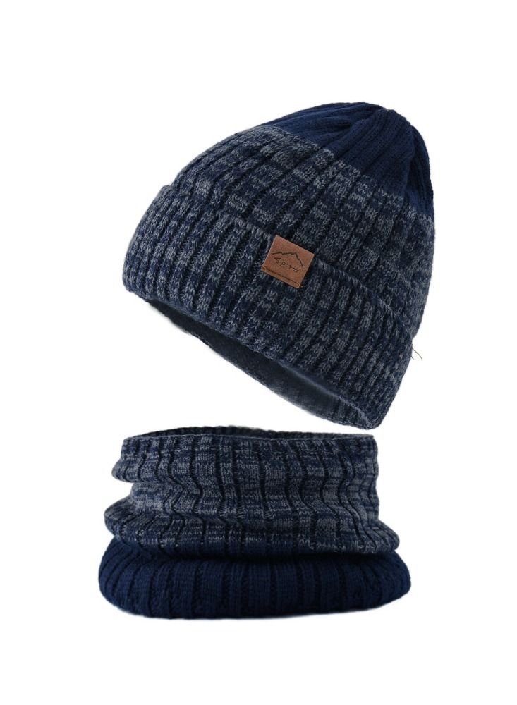 Loquat Winter Padded Set Cap Knitted Hat Scarf 2-Piece Set