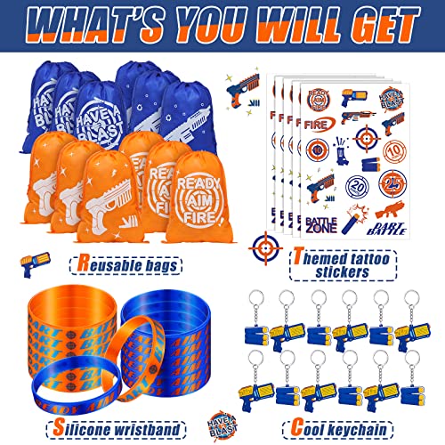 Sureio لوازم حفلة معركة السهام Sureio 138 قطعة تشمل أكياس هدايا معركة السهام، أساور مطاطية سيليكون، حلقات مفاتيح، تاتو مؤقت لعيد الميلاد - Image 2