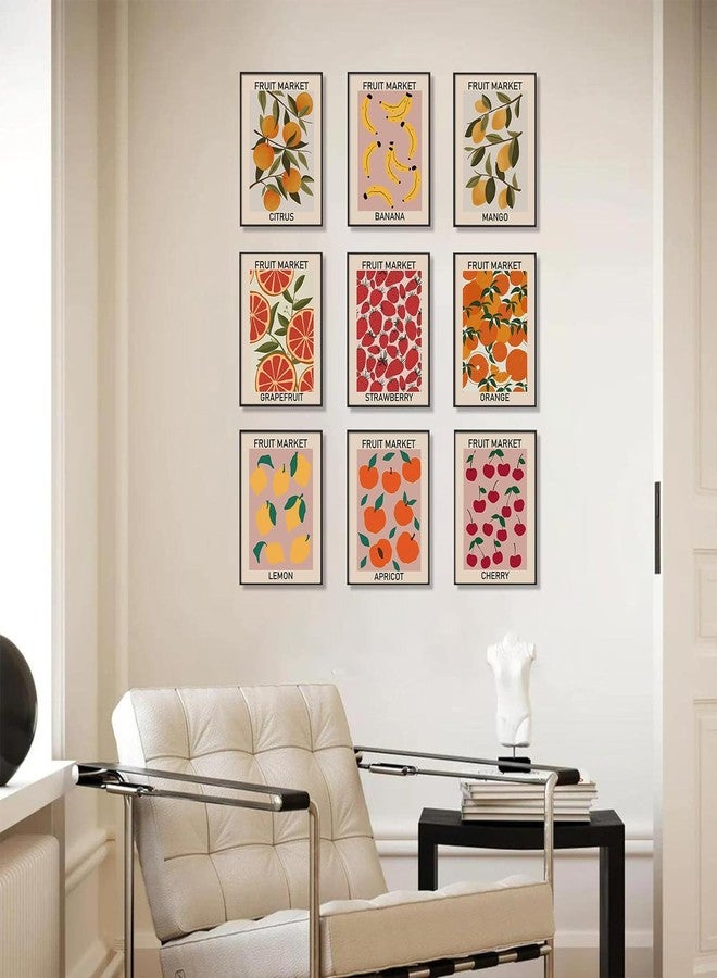 KBKBART Fruit Market Wall Art Print Set of 9, Abstract Colorful Posters, Fruit Market Prints Lemon Orange Banana Strawberry Mango Grapefruit Kitchen Gallery Wall Decor, Canvas Paintings for Dining Room, - Image 5