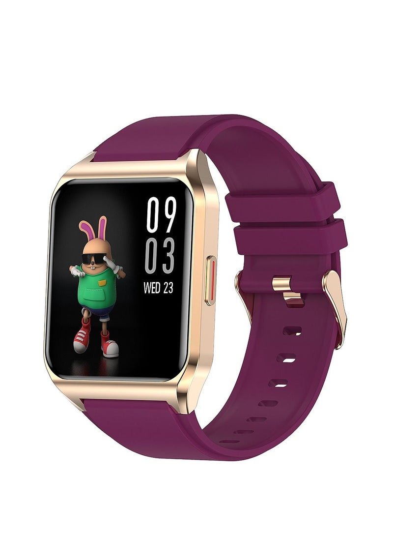 AROAQ H60 Smart Watch Bluetooth Calling Body Temperature Heart Rate Smartwatch IP67 Waterproof Sports Fitness Tracker Watches For Men And Women With Purple Silicone Strap - Image 1