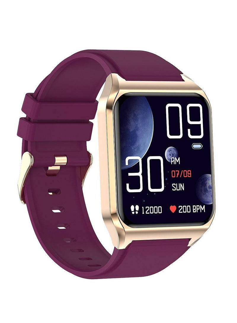 AROAQ H60 Smart Watch Bluetooth Calling Body Temperature Heart Rate Smartwatch IP67 Waterproof Sports Fitness Tracker Watches For Men And Women With Purple Silicone Strap - Image 3