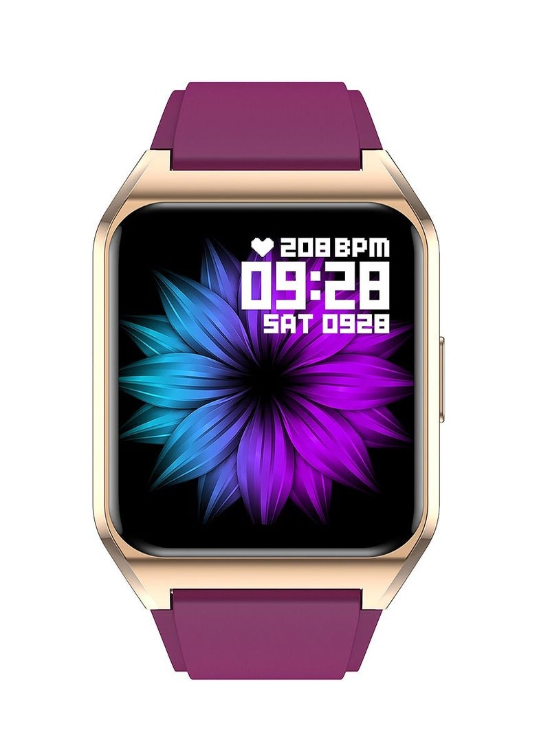 AROAQ H60 Smart Watch Bluetooth Calling Body Temperature Heart Rate Smartwatch IP67 Waterproof Sports Fitness Tracker Watches For Men And Women With Purple Silicone Strap - Image 2