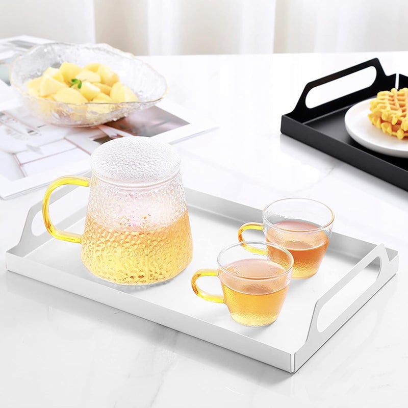 VANRA Metal Serving Tray Portable Bed Tray with Handles for Coffee Table Living Room Kitchen and Bathroom White - Image 4
