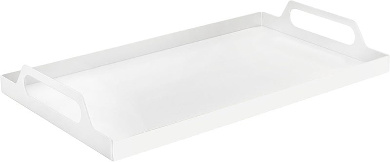 VANRA Metal Serving Tray Portable Bed Tray with Handles for Coffee Table Living Room Kitchen and Bathroom White - Image 1