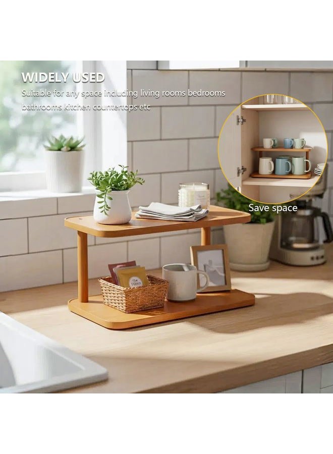 YENXIKU Tier Wooden Stand for Cake Display & Kitchen Counter Organization - Multi-Purpose Tiered Tray for Cupcakes, Spices, Makeup, or Coffee Mugs, Rustic Tabletop Decor - Image 5