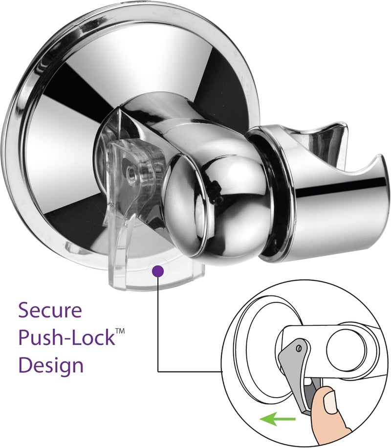 HotelSpa Universal AngleAdjustable Hand Shower Wall Bracket for Easy ReachPerfect Angle Fits Any Shower Patented PushLock Provides Superior Suction Power SelfAdhesive Slidein Holder Included - Image 2