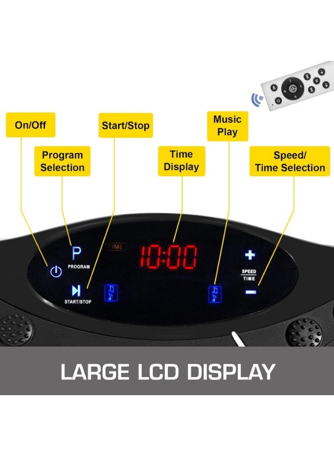 MOCOM Vibration Plate Exercise Machine | 350LBS Max Load | Whole Body Vibration Fitness Platform with Bluetooth Speaker, Remote Control, LCD Display & Resistance Bands | Silent Home Training Equipment for Weight Loss, Muscle Toning & Pain Relief - Image 4